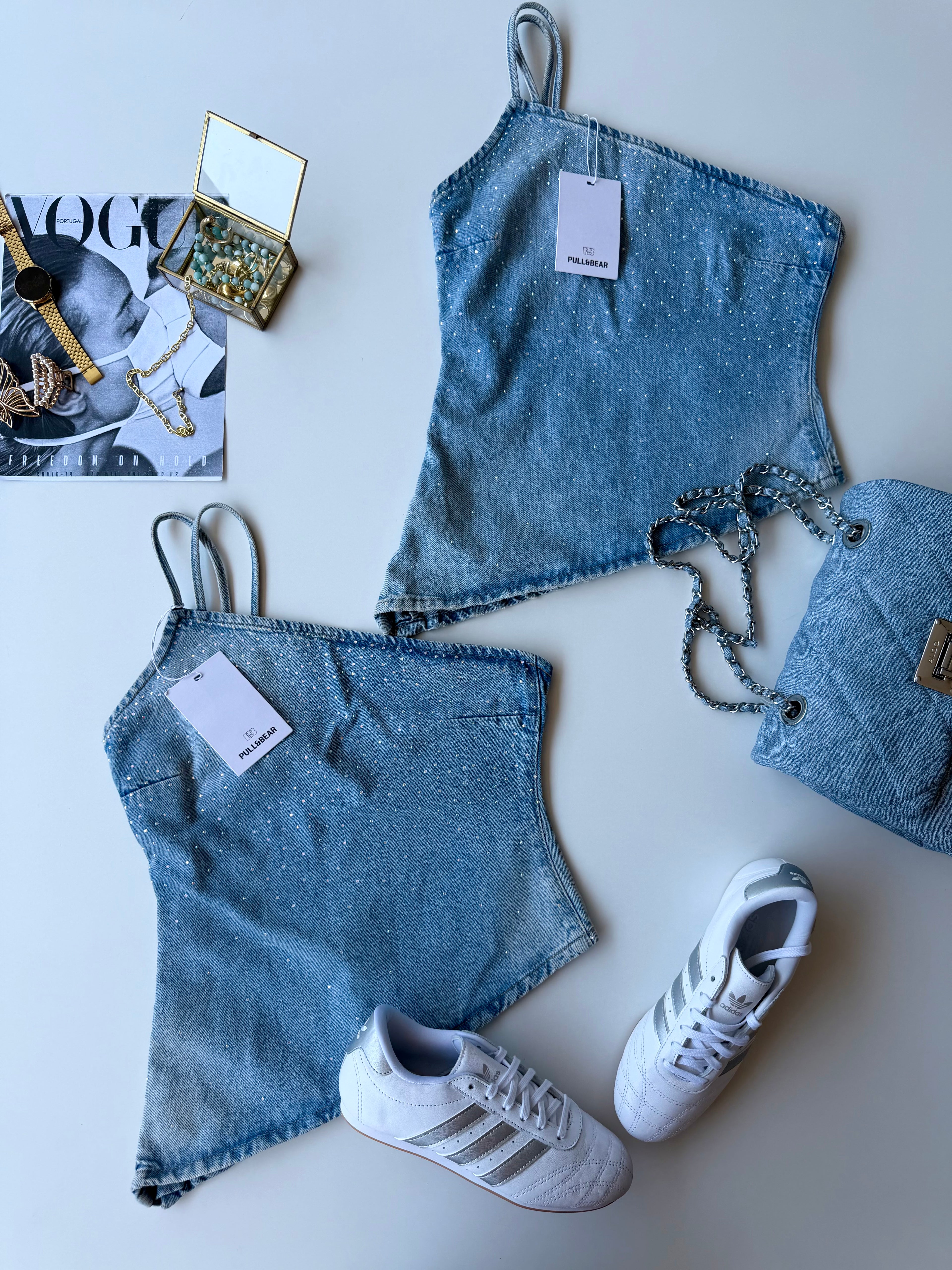 Top asimetrico denim